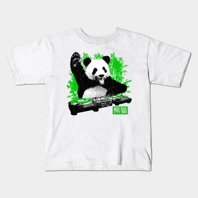 DJ Panda (vintage distressed look) Kids T-Shirt by robotface